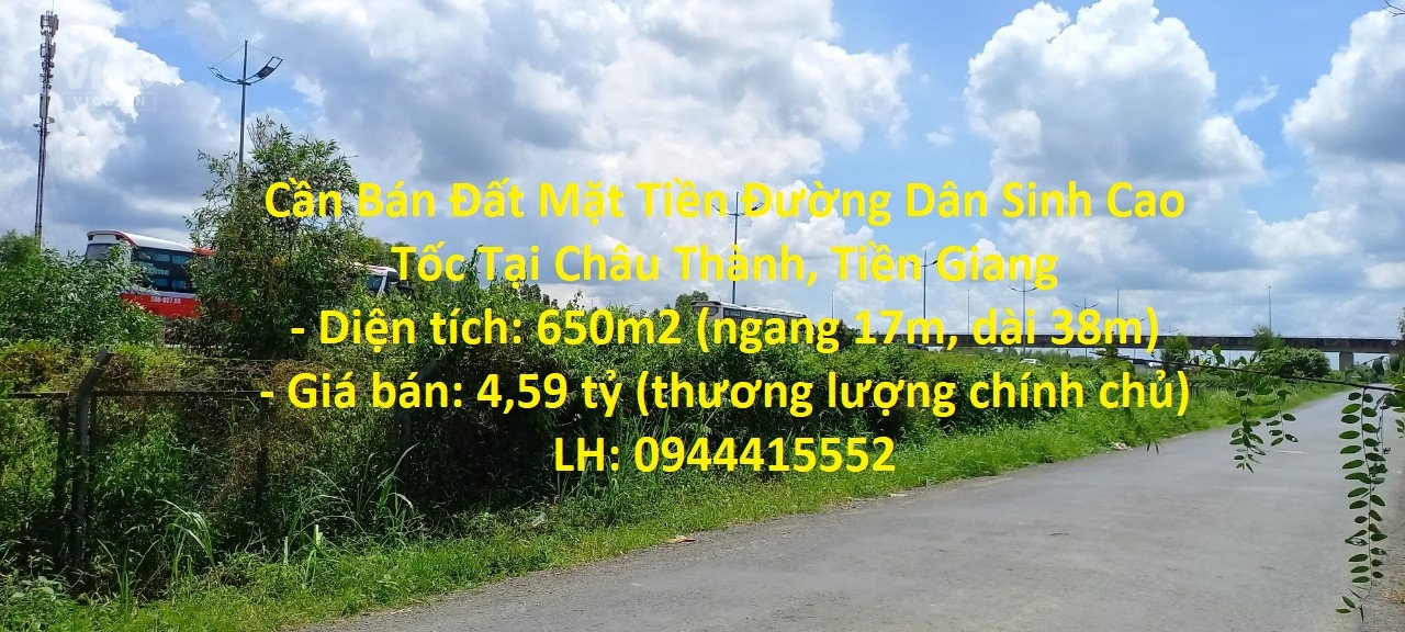 Cần Bán Đất Mặt Tiền Đường Dân Sinh Cao Tốc Tại Châu Thành, Tiền Giang