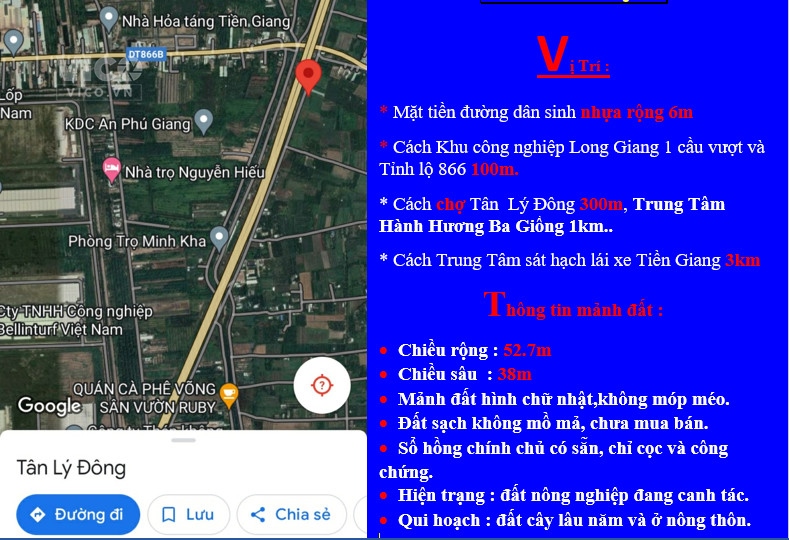 Cần Bán Đất Mặt Tiền Đường Dân Sinh Cao Tốc Tại Châu Thành, Tiền Giang