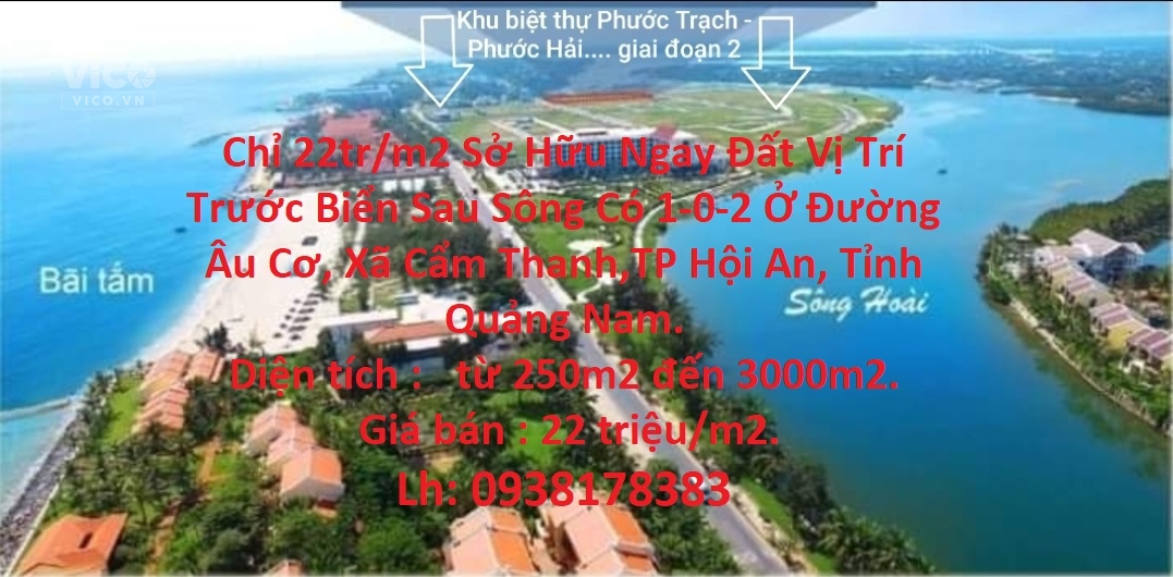 Chỉ 22tr/m2 Sở Hữu Ngay Đất Vị Trí Trước Biển Sau Sông Có 102 Ở Hội An.