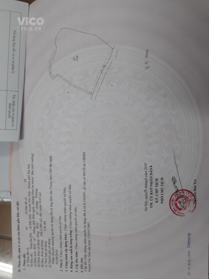 CHÍNH CHỦ BÁN ĐẤT BẮC SƠN. SÓC SƠN. HÀ NỘI