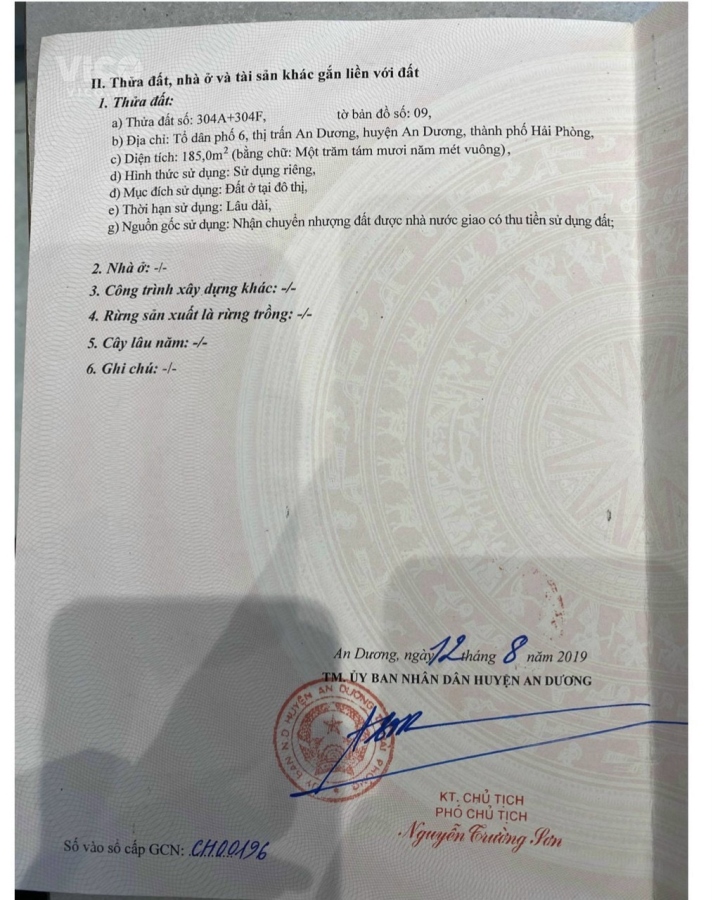 Bán lô đất đẹp tại tổ 6 thị trấn An Dương, giá chỉ 41 triệu/m2