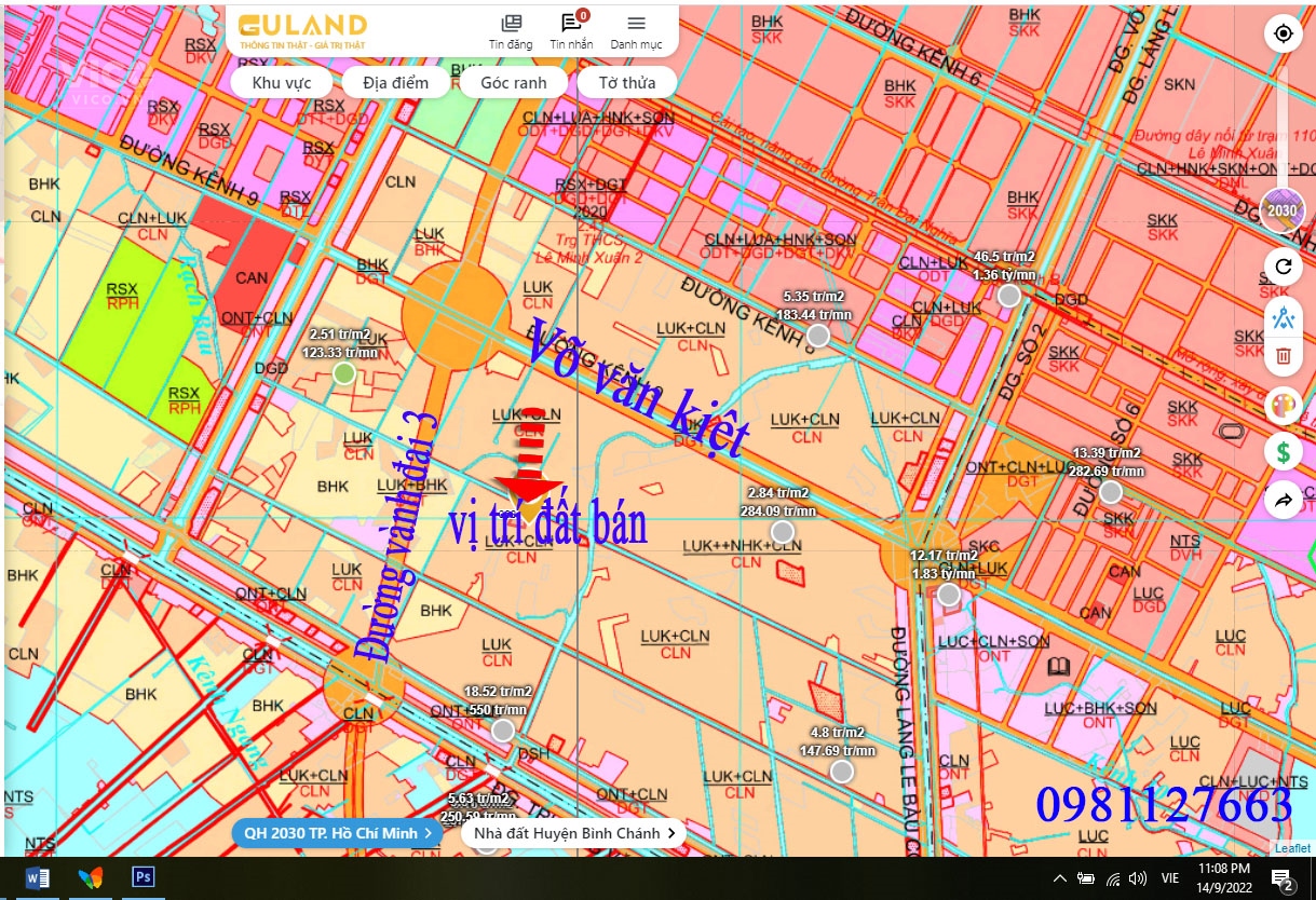 Bán 2000m2 Đất MT kênh Lộ giới 6m Lê Minh Xuân Bình Chánh