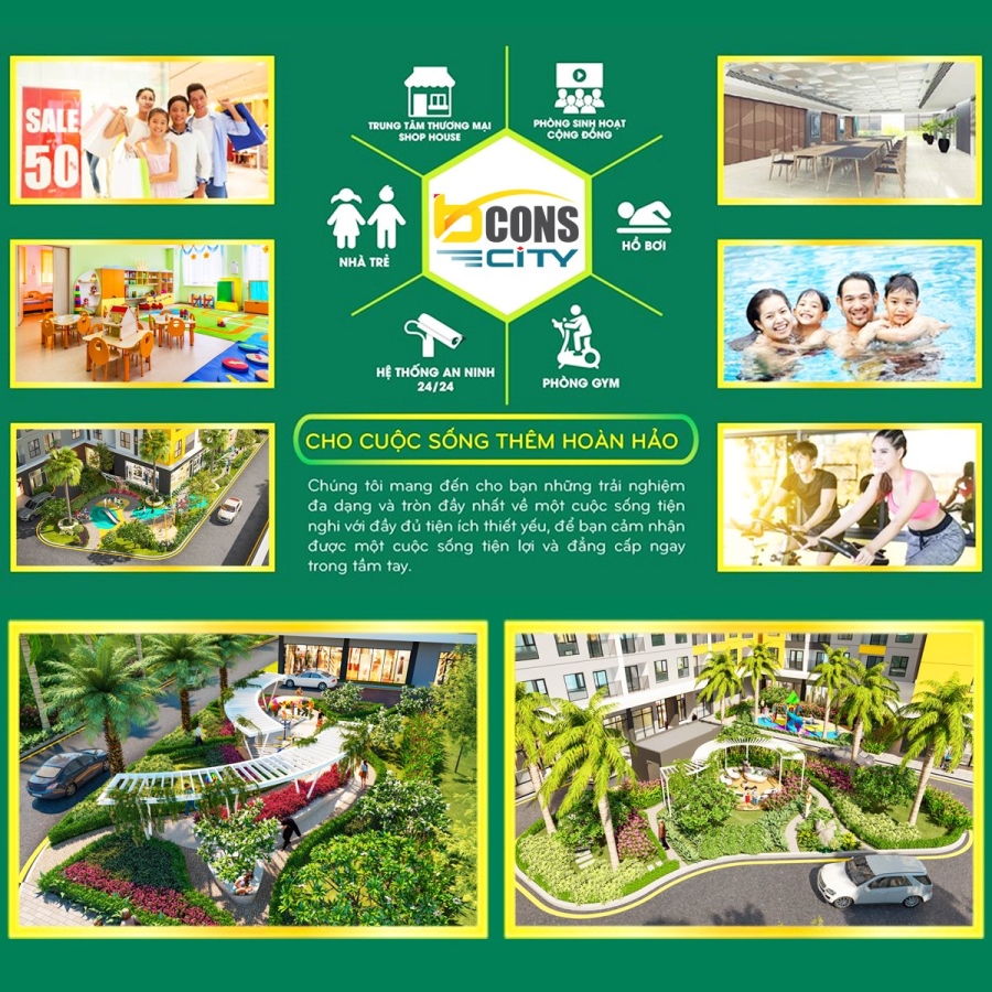 Khu đô thị tổ hợp căn hộ nhà phố Bcons City Tháp Green Topaz
