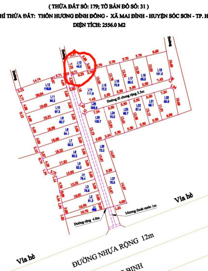 BÁN ĐẤT THÔN HƯƠNG ĐÌNH . MAI ĐÌNH. SÓC SƠN . HÀ NỘI DIỆN TÍCH 45m2