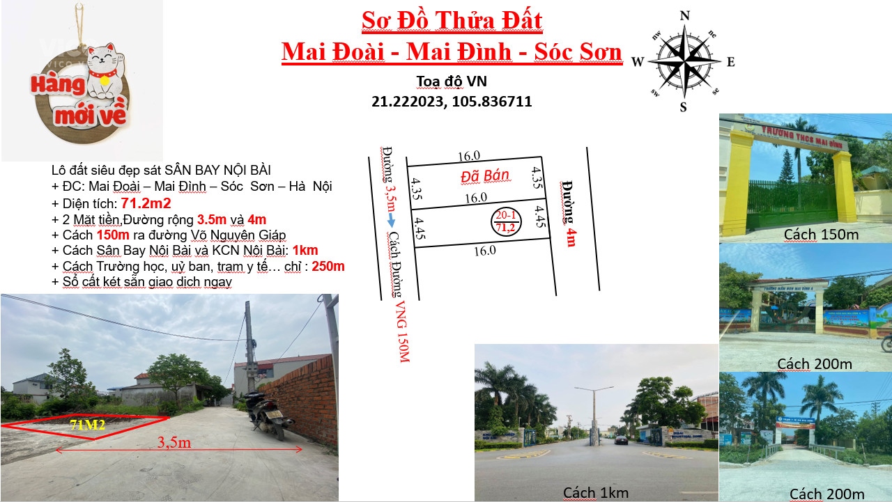 chỉ 9xx có ngay 71m2 cạnh sân bay Nội Bài