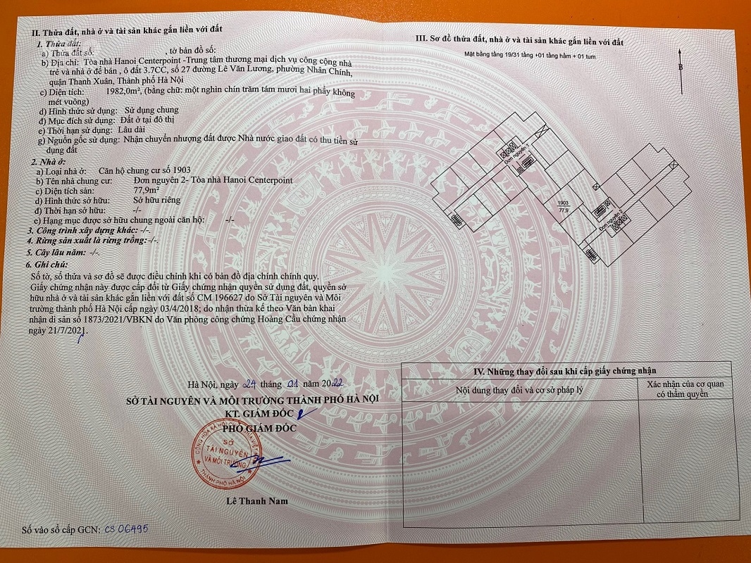 Chính chủ bán căn hộ chung cư Hà Nội Center Point, Số 27 Lê Văn Lương DT77.9m2 Giá 50 triệu/m2