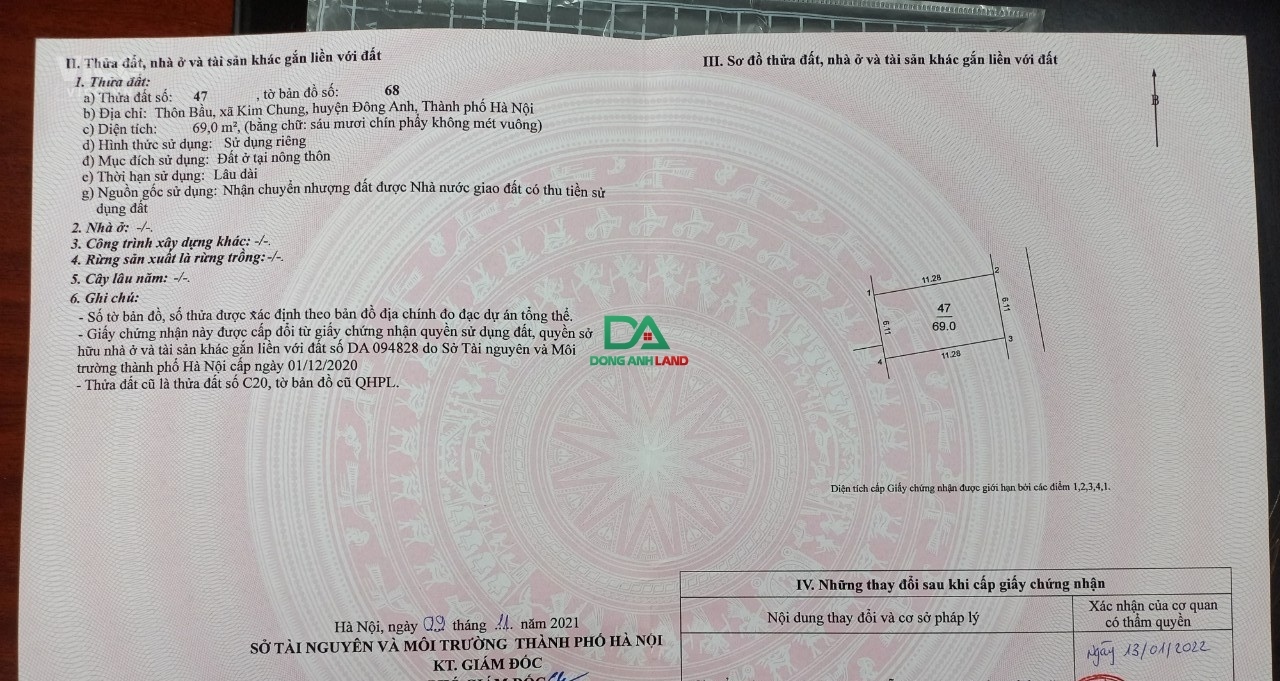 Bán nhà riêng xã Kim Chung Đông Anh Hà Nội