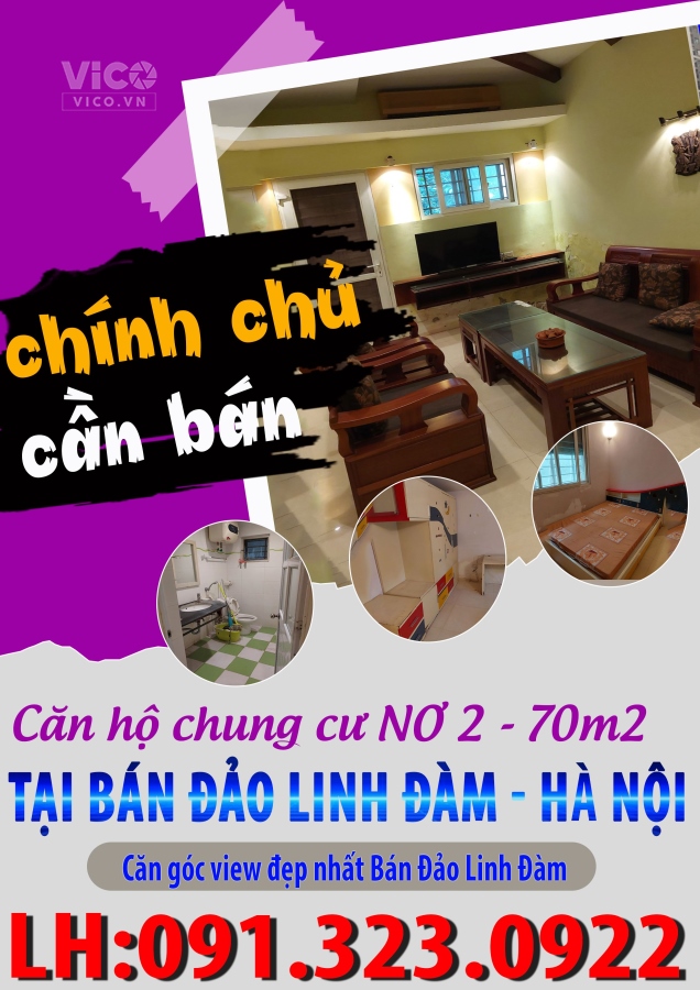 Chính chủ cần bán căn hộ chung cư NƠ 2 ,70m2 Bán Đảo Linh Đàm ,Hà Nội