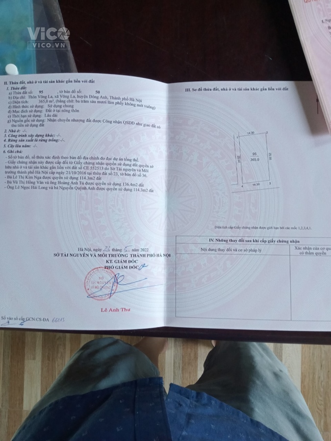 Cần bán 365m2 đất tại thôn Võng La, Xã Võng La, Đông Anh,Hà Nội.LH0945172489