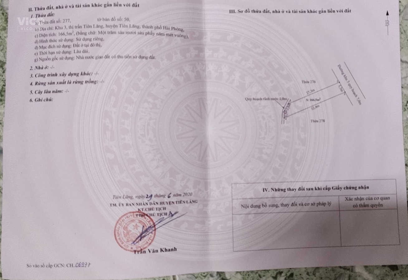 CẦN CHUYỂN NHƯỢNG LÔ ĐẤT ĐẸP TẠI KHU 3 THỊ TRẤN TIÊN LÃNG