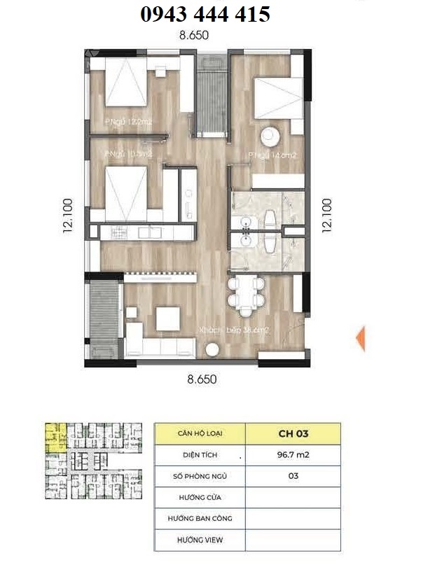 Bán căn hộ chung cư Tố Hữu Hà Đông 3PN 96m2 full nội thất cao cấp