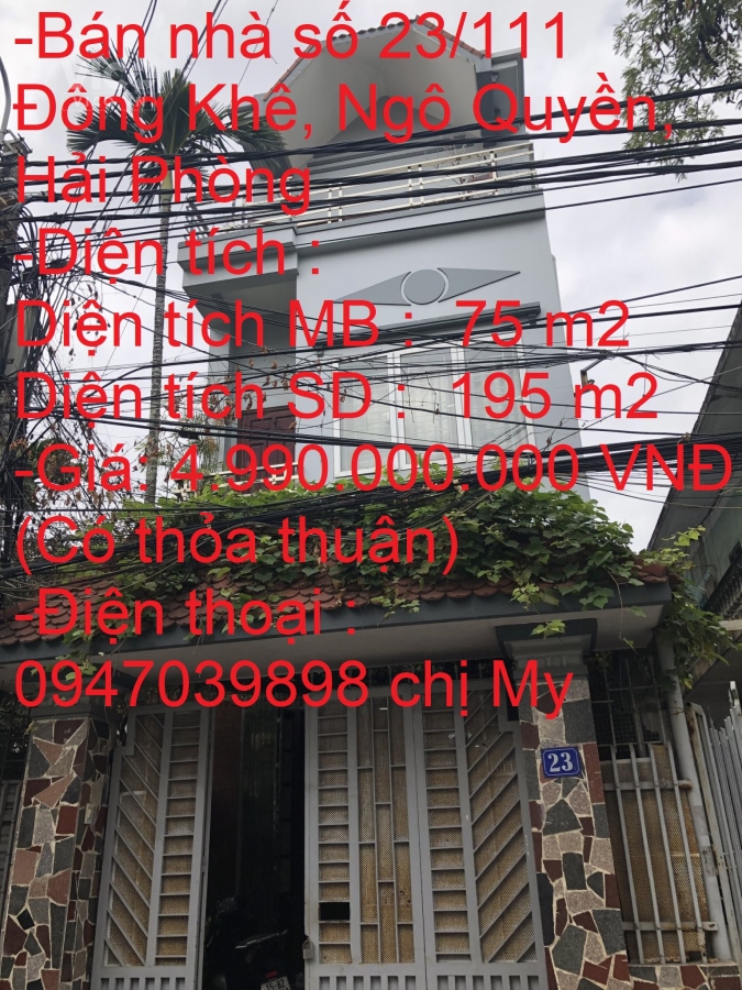 Bán nhà số 23/111 Đông Khê, Ngô Quyền, Hải Phòng