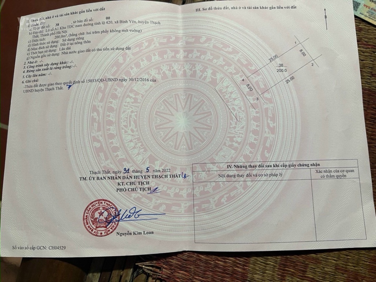 Cần bán gấp 200m2 Tái định cư Bình Yên Đối diện trường THCS