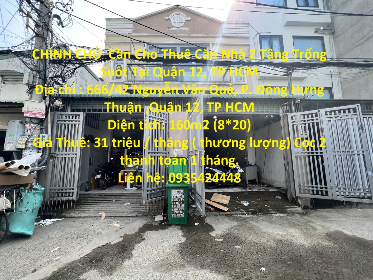 CHÍNH CHỦ Cần Cho Thuê Căn Nhà 2 Tầng Trống Suốt Tại Quận 12, TP HCM
