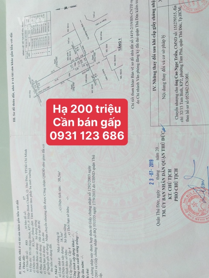 CẦN BÁN GẤP 2 LÔ ĐẤT LIỀN NHAU NGAY CHỢ HIỆP BÌNH F HBC TP THỦ ĐỨC