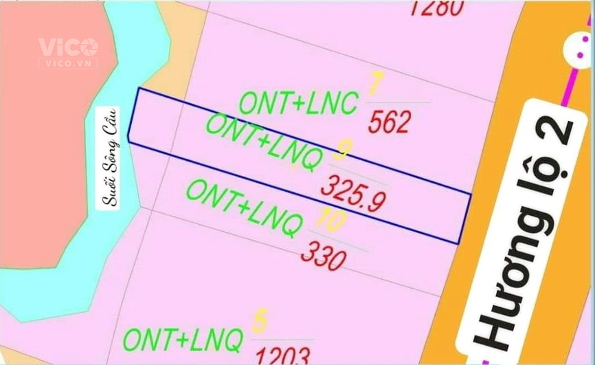 Bán lô đất đẹp 7 x 45m, có 40TC, Mặt tiền Hương Lộ 2 Xã Hòa Long