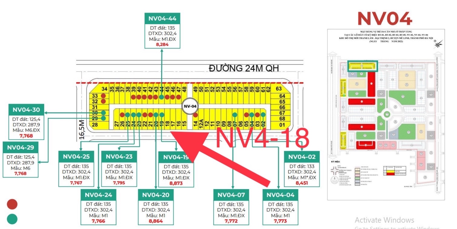 Vip! Bán suất ngoại giao NV418 mặt vườn hoa HUD Mê Linh Central 135m2 xây 3 tầng giá rẻ hơn 473tr