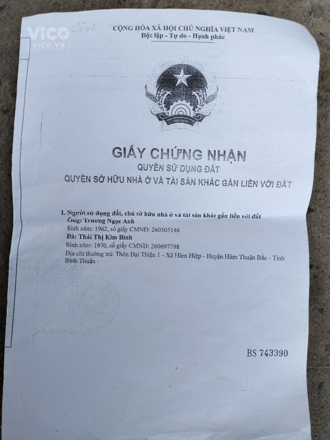 Cần Bán Gấp Lô Đất Đẹp Gía Đầu Tư Tại Xã Hàm Hiệp Huyện Hàm Thuận Bắc, Bình Thuận