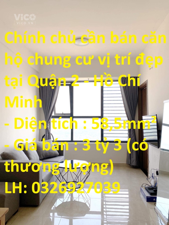 Chính chủ cần bán căn hộ chung cư vị trí đẹp tại Quận 2 Hồ Chí Minh