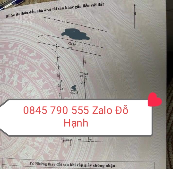 Đội Cung, Hai Bà Trưng, 547m2 đất mt 13m hàng siêu hiếm cho nhà đầu tư gia mềm