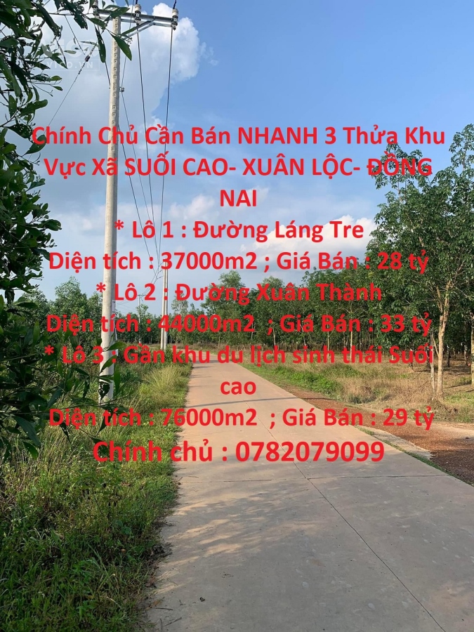 Chính Chủ Cần Bán NHANH 3 Thửa Khu Vực Xã SUỐI CAO XUÂN LỘC ĐỒNG NAI