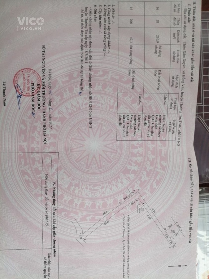 Bán đất Hồng VânV Thường Tín 1 lô NHỎ XINH, ngõ ô tô, giá chỉ hơn 700