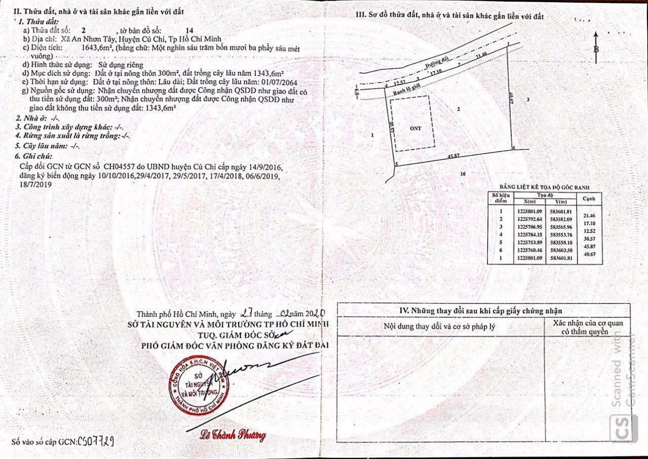 Bán đất thổ cư 1643,6m2 tại An Nhơn Tây, huyện Củ Chi giấy tờ đầy đủ chính chủ