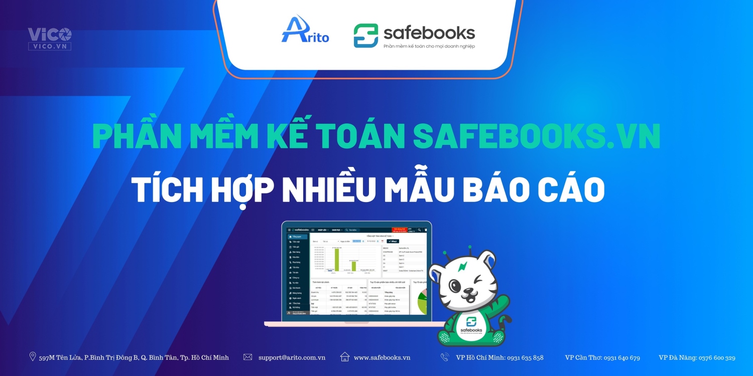 Phần mềm kế toán Safebooks.vn tích hợp nhiều mẫu báo cáo