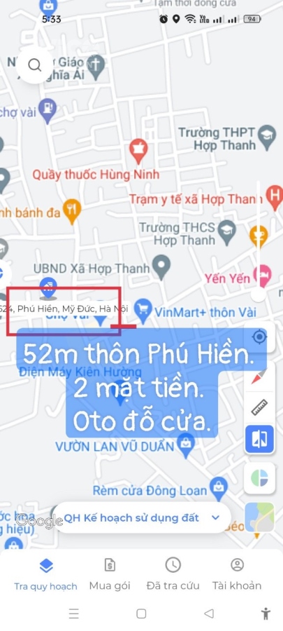 CHÍNH CHỦ CẦN BÁN ĐẤT TẠI THÔN PHÚ HIỀN XÃ HỢP THANH MỸ ĐỨC HÀ NỘI