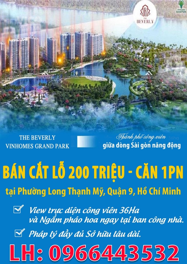 BÁN CẮT LỖ 100 TRIỆU CĂN 1PN THE BEVERLY VINHOME GRAND PARK VÀO TIỀN 430 TRIỆU (15%)