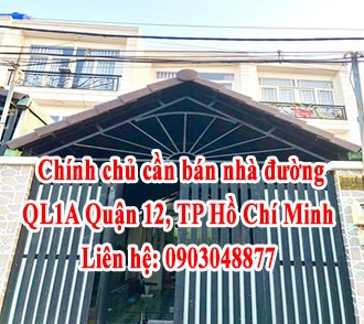 Chsinh chủ cần bán nhà Đường QL1A, Quận 12, TP HCM