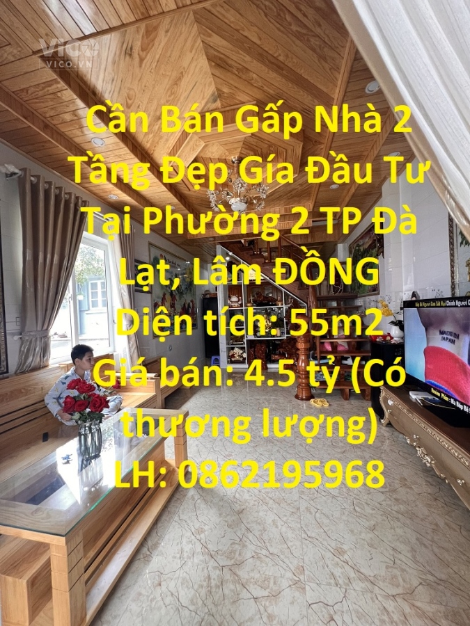 Cần Bán Gấp Nhà 2 Tầng Đẹp Gía Đầu Tư Tại Phường 2 TP Đà Lạt, Lâm ĐỒNG